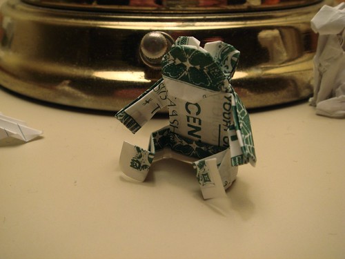 Origami dollar bill teddy bear
