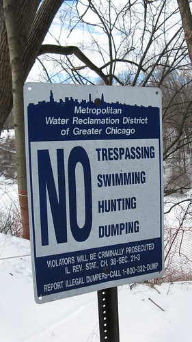 What NOT to do along the north branch of the Chicago River. Wilmette Illinois. February 2010.