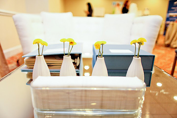 Yellow Mum Centerpieces - Smock at The Wedding Library