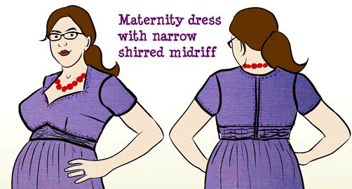 Vogue 9668 Purple Maternity Dress Alteration Sketch Detail