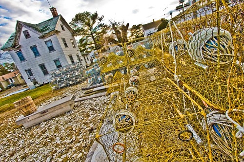 These are crab pots, used by Chesapeake watermen to catch blue crabs in the spring and summer months.