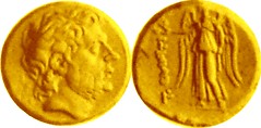 548/1 Titus Quinctius Flamininus Victory standing T QVINCTI Stater 195BC earliest Roman portrait coin