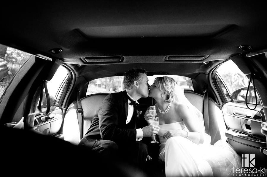 Limo ride in Menlo Park to reception, Teresa K photography, Northern California wedding photographer
