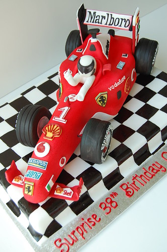 Ferrari F1 Race Car Birthday Cake - diagonal