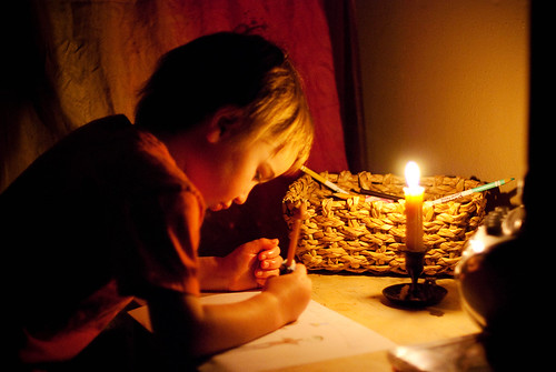 drawing by candlelight