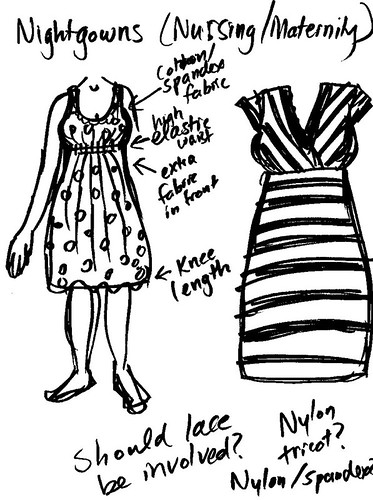 maternity nightgown + dress sketches 1