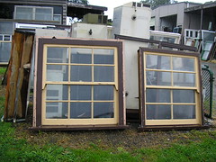 windows at demolition yard