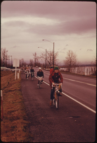 School Children, Were Forced to Use Their Bicycles on Field Trips During the Fuel Crisis in the Winter of 1974. There Was Not Enough Gasoline for School Buses to Be Used for Extracurricular Activities, Even During Dark and Rainy Weather 02/1974