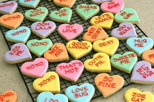 Well, these cookies are my solution. All the cuteness of conversation hearts 
