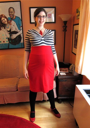 25 weeks pregnant red pencil skirt remix!