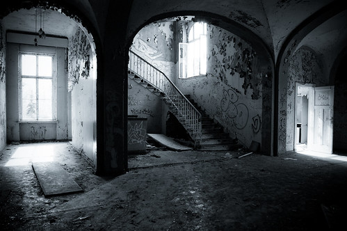 Entry Way Arches, Stairs (B&W)