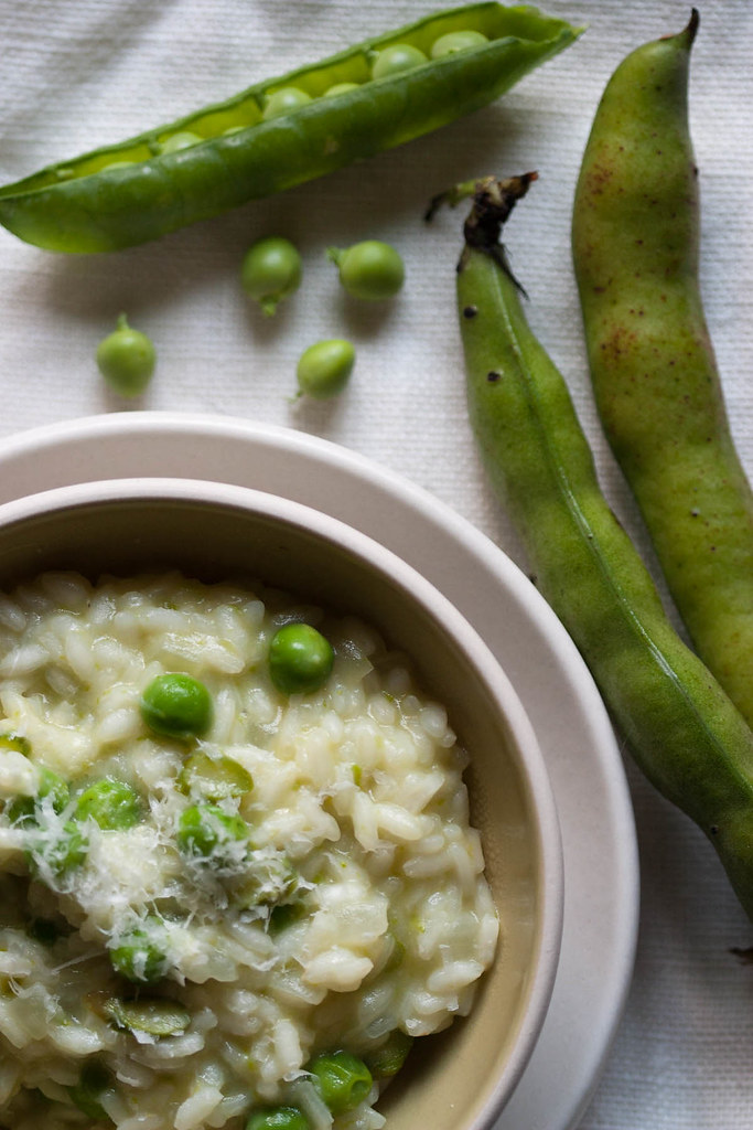 Spring vegetables and risotto
