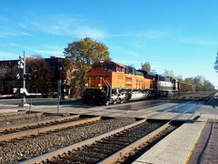 Westbound BNSF Railway unit coal train.  Riverside Illinois. October 2006.