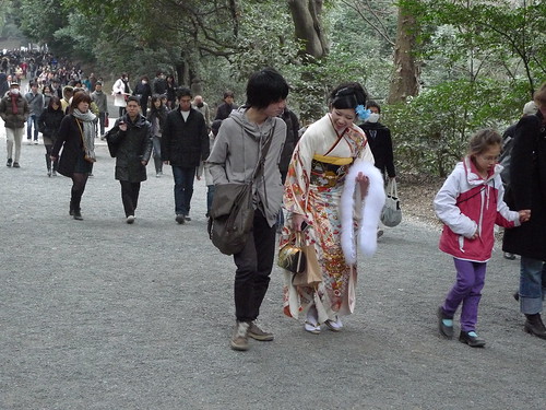 A young woman in Kimono