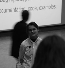 Isabel Drost at FOSDEM answering questions about HADOOP