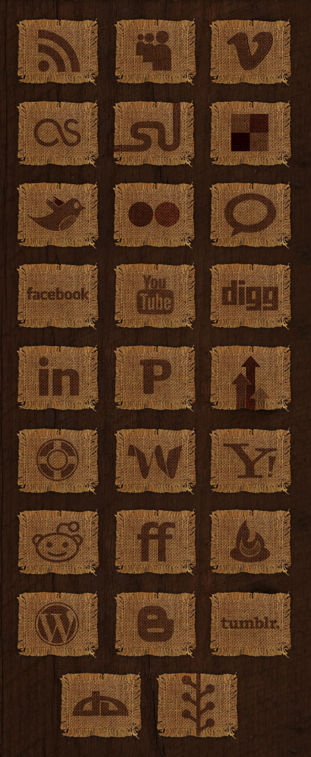 Woven Fabric Social Media Icon Set