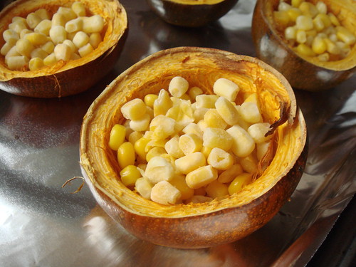 Roasted Corn Pudding In Gem Squash: Corn-Filled