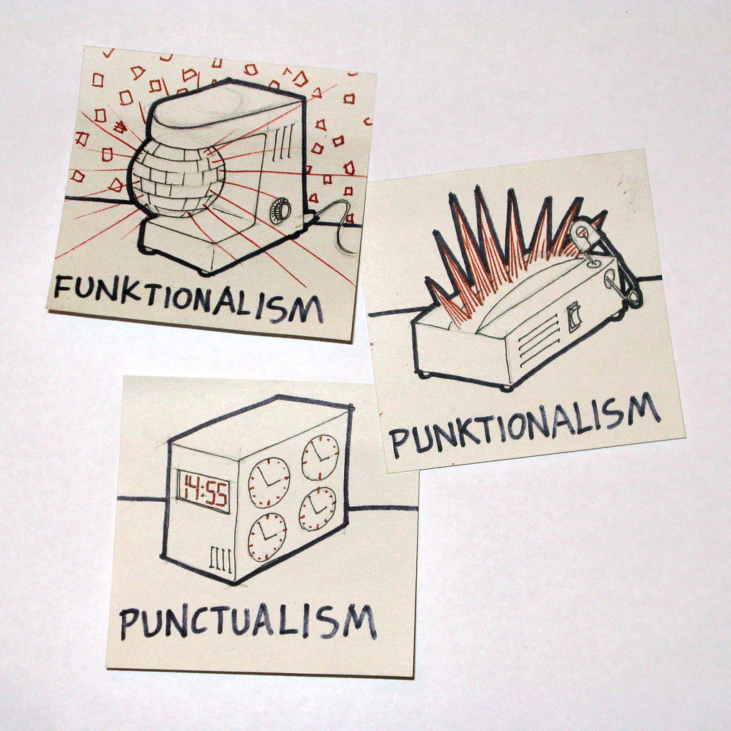 Funktionalism, Punktionalism and Punctualism. Some of the lesser-known movements illustrated.