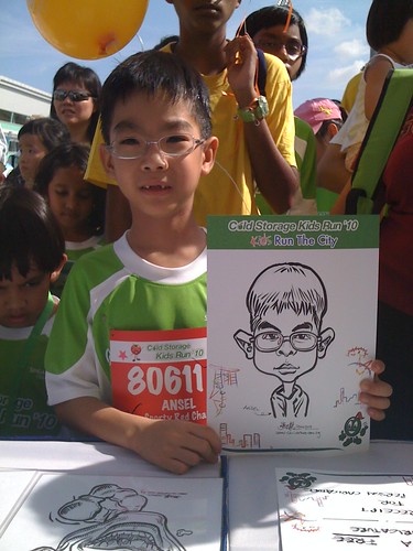 caricature live sketching for Cold Storage Kids Run 2010 - 7