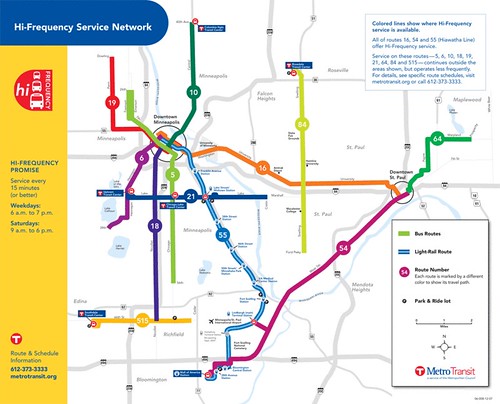 Metro Transit High Frequency bus map, Minneapolis