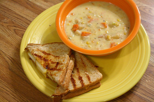 canned soup and grilled cheese