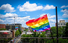 2017.07.02 Rainbow and US Flags Flying Washington, DC USA 7211