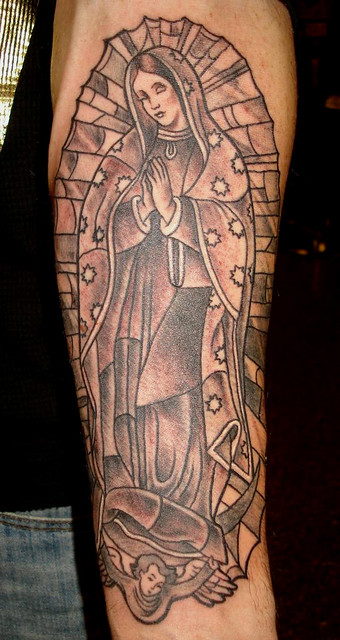 virgin mary tattoo black and gray. www.viciouscisco.com