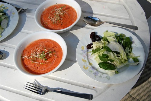 Gazpacho and salad
