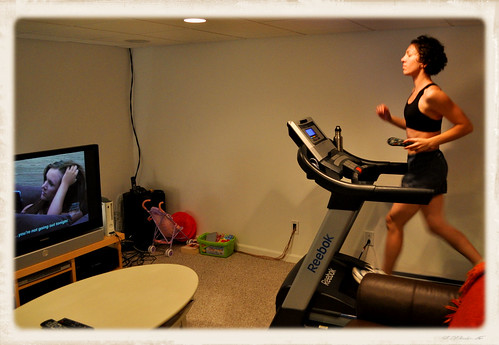 Walking on the Treadmill While Watching TV