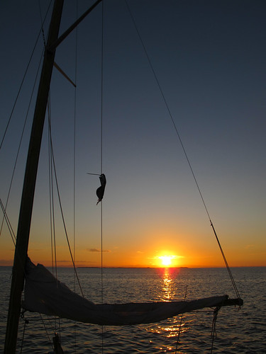 Sailboat at Sunset in Belize on the Barrier Reef
