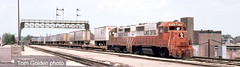 Illinois Central Gulf piggyback track passing through Joliet Illinois. May 1982.