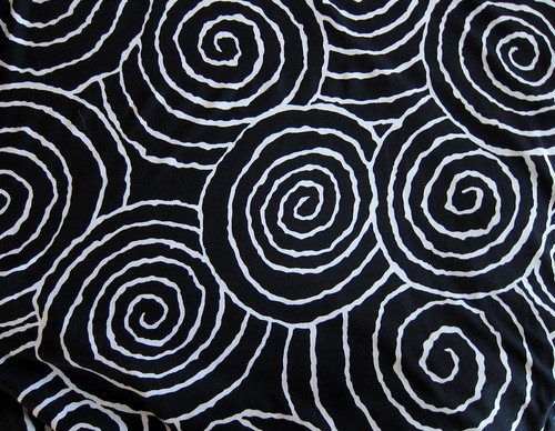 Black and white large bold spiral print poly-lycra knit