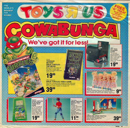 Toys "R" Us - ' COWABUNGA- We've Got it for less!' { Colorado Springs TRU }  Sunday Newspaper supplement .. pg.1 (( October 21,1990 ))