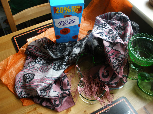 Indian scarf and chocolates from R