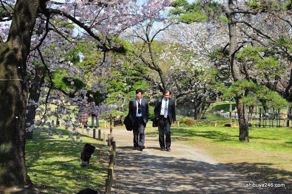 These salarymen looked like they were deep in thought about something. What a great place to escape to do some planning for work whilst waiting for the next meeting.