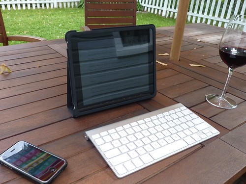 iPad backyard writing (wine optional)