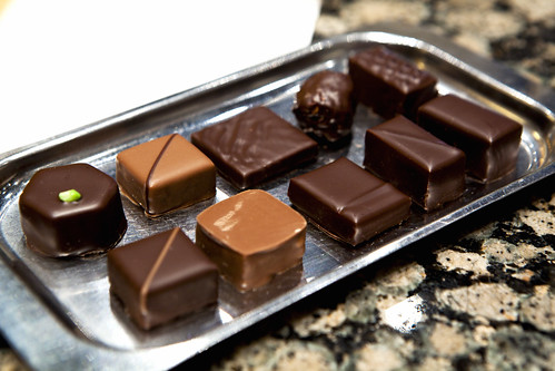 Tray of (mostly) dark chocolates