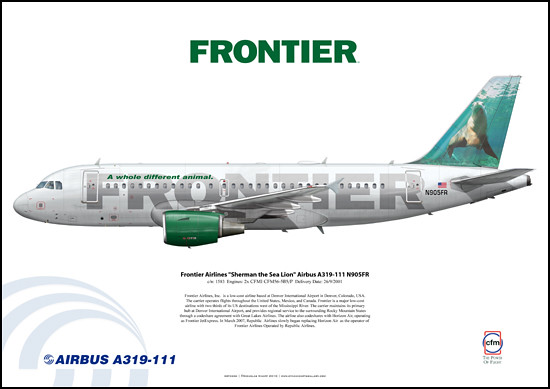 Frontier Airlines "Sherman the Sea Lion" Airbus A319-111 N905FR