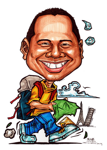 Caricatures for NUS - weary traveler