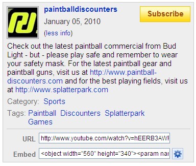 YouTube Screenshot - Bud Light Paintball Airstrike - Paintball Discounters More Info - 011010