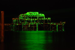 Green laser on West Pier, Brighton