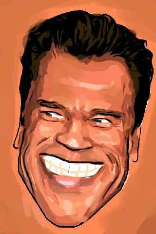 Drawing Arnold Schwarzenegger caricature with iPhone