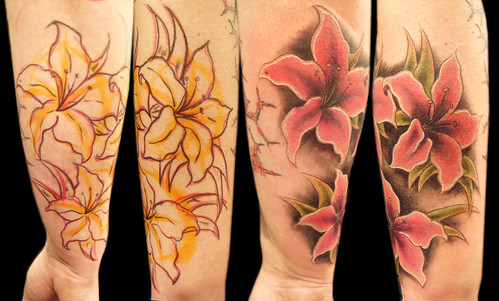 Freehand lilly tattoo. Miguel Angel Custom Tattoo Artist