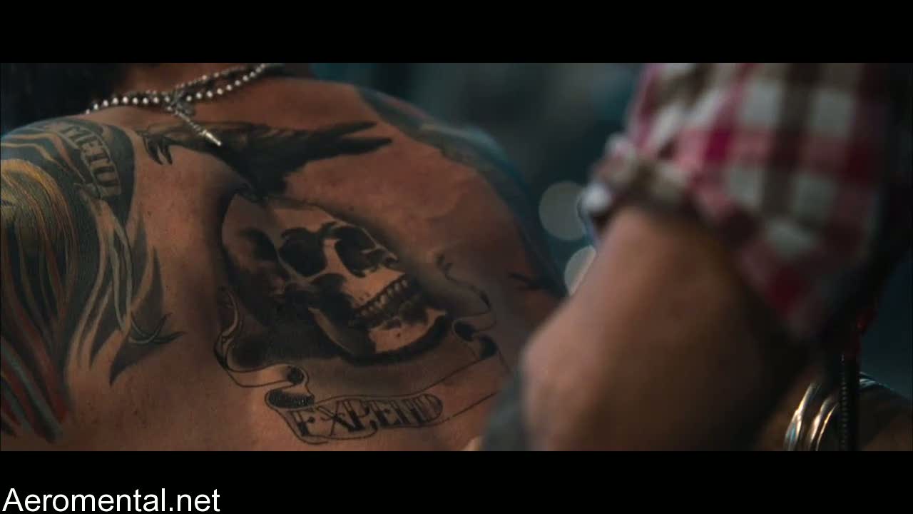 The Expendables Sylvester Stallone back tattoo