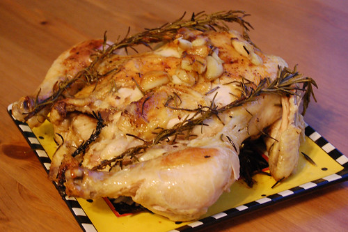 Crisp Brick-Fried Chicken with Rosemary & Whole Garlic Cloves