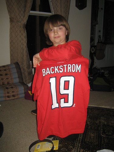 4/20/10 - Becca got him a Caps Nicklas Backstrom shirt
