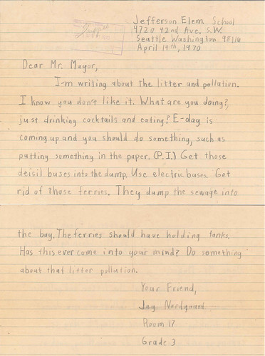 the first earth day 1970. Earth Day letter, 1970