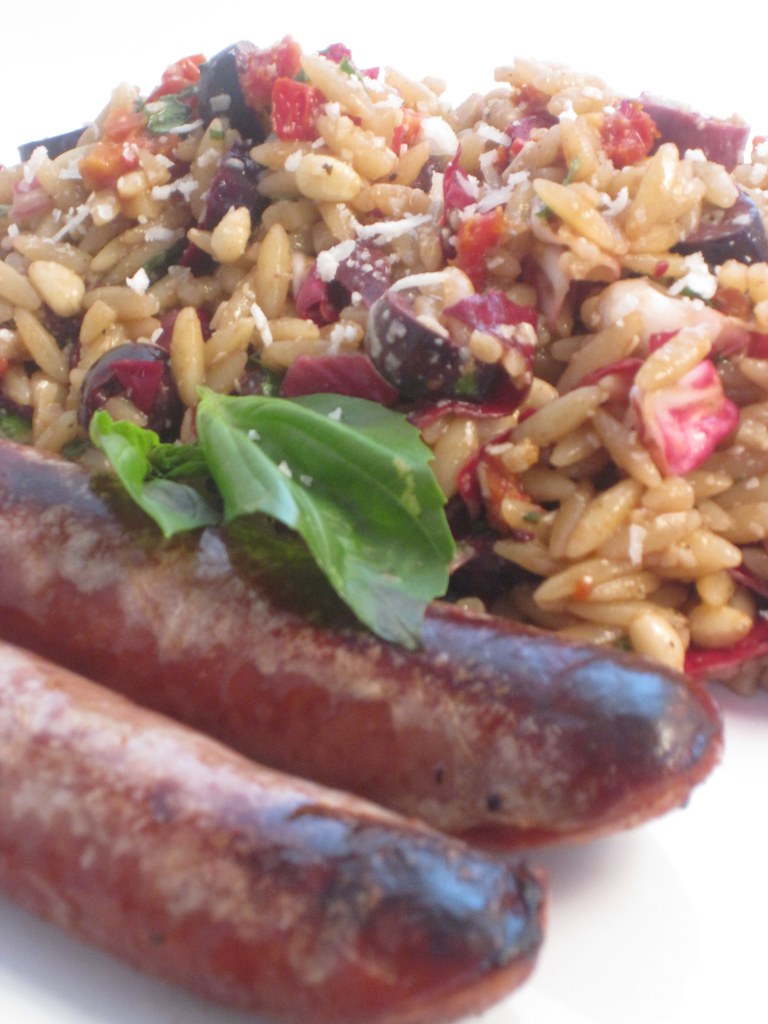 chicken sausage and orzo with everything