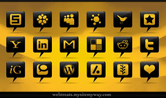 108 Glossy Black Comment Bubble Social Media Icons