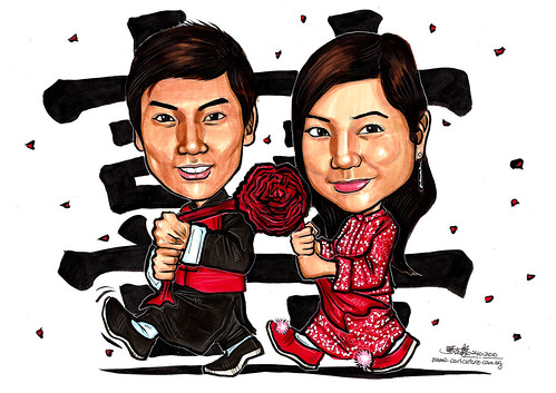 Traditional Chinese wedding caricatures A4